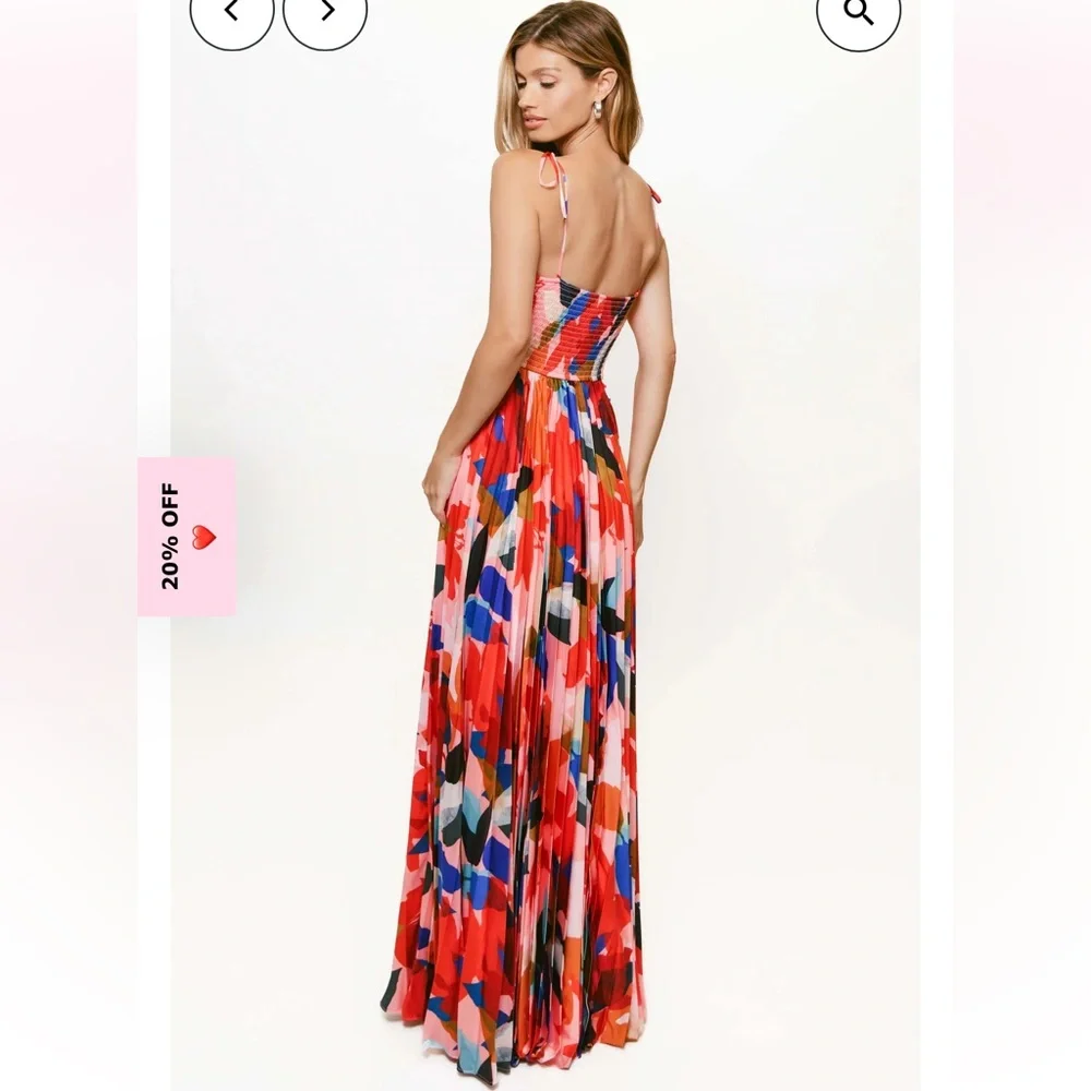 Hutch ayla dress Colorful Floral satin Maxi Dress large NWT‎ - Picture 3 of 5